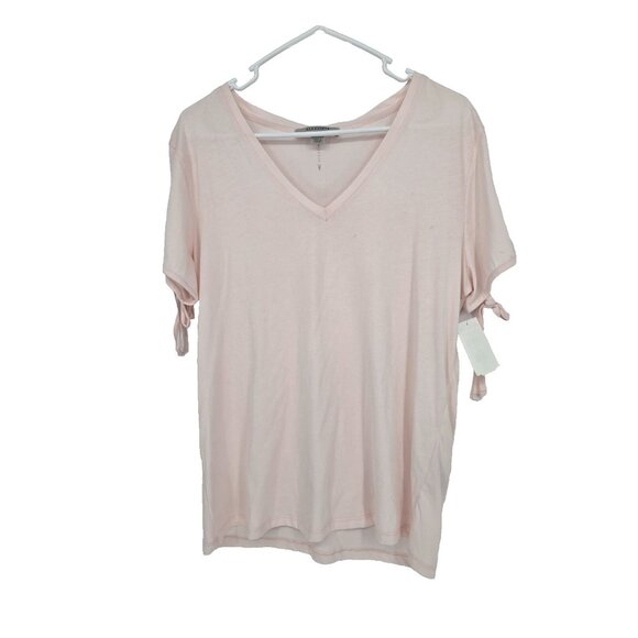 All Saints Size Small Womens Top Pink V Neck Short Sleeve T-Shirt Tee NWT - Picture 1 of 4